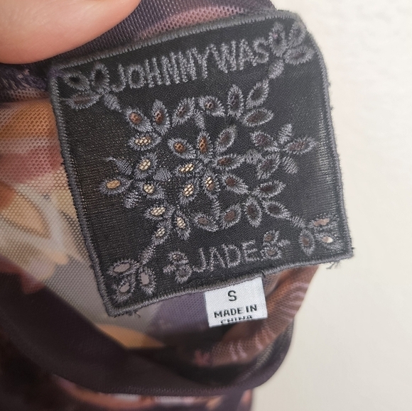 Johnny Was Jade Harmonia Floral-Print Mesh Mock Neck Top S - Picture 6 of 7